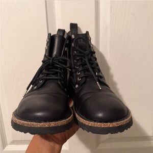 BIRKENSTOCK BRYSON BLACK NATURAL LEATHER GRAINED REGULAR  ANKLE BOOTS Size 39 W